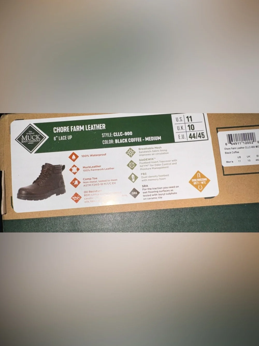 MUCK MEN'S CHORE FARM LEATHER COMP TOE CHELSEA BOOT 11